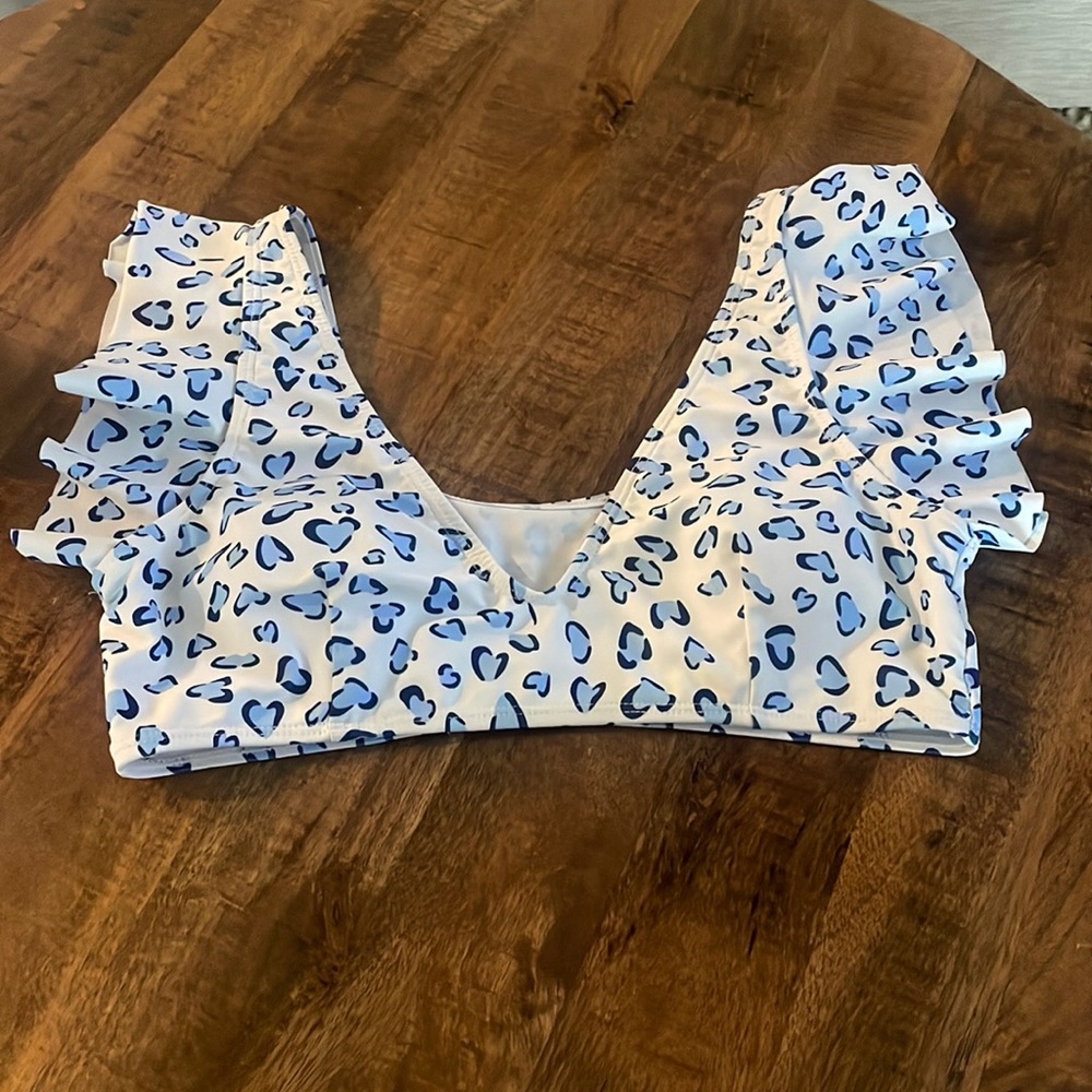 Cute blue leopard printed bikini top